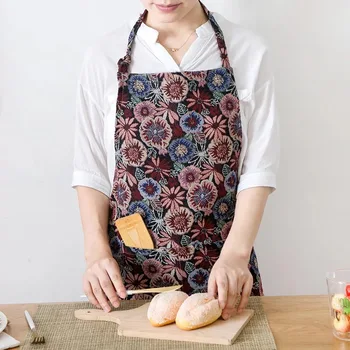 

Cotton and linen fashion apron baking restaurant oil and pollution prevention overalls kindergarten supermarket apron cooking