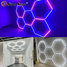 Colored and Cool White Hexagonal Combination Honeycomb Lamp for Car Wash Showroom /Detailing Shop/Game Room