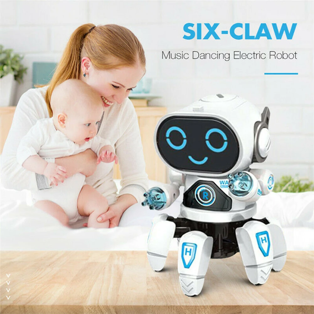 Милый детский Электрический музыкальный танцевальный подарок на день рождения для маленьких мальчиков, светодиодный гибкий робот с шестью когтями, игрушка для детей