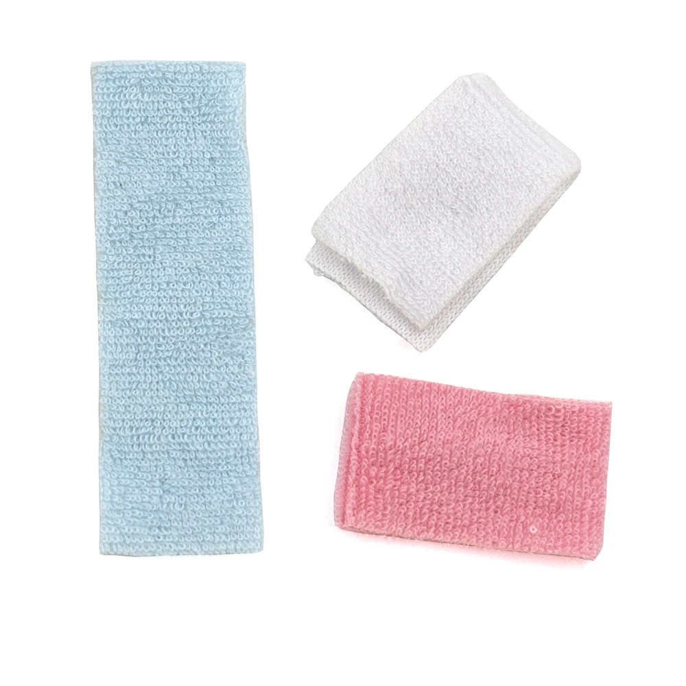 3Pcs 1/12 Dollhouse Miniature Accessories Mini Bathroom Hand Towel Simulation Model Toys for Doll House Decoration 3pcs railway bridge pier toy simulation train pretend bridge pier model diy bridge support