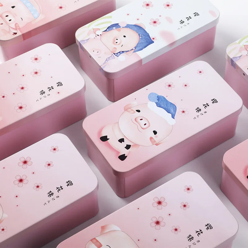

Japanese Korean Creative Hipster Cute Large-Volume Tinplate Double Layer Stationery Box Storage Finishing Box Storage Box Debris
