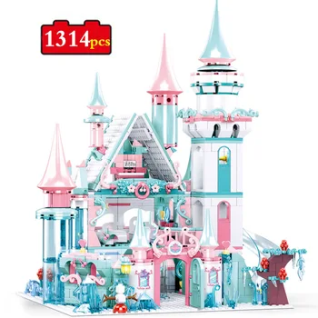 

1314PCS Snow Castle Princess Elsa House Bricks Friends City Ice Castle Building Blocks Toys for Girls Gift