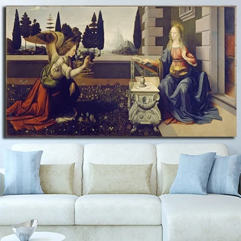 

Da Vinci Annunciation Oil Painting Vintage Posters And Prints Painting Cuadros Pictures Wall Art For Living Room Home Decor