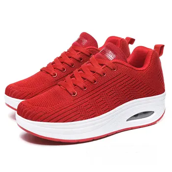 

skyaxmoto Rocking shoes 2020 spring and summer new thick soles increased mesh fly-woven breathable travel leisure sports shoes