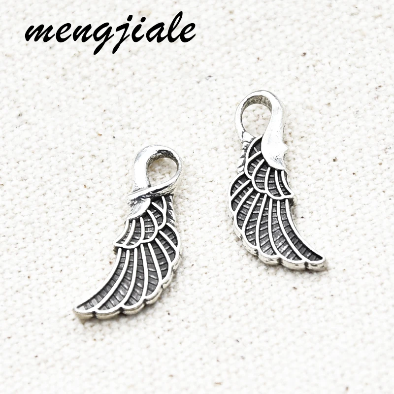 

26pcs New Style Antique Silver Wings Feather Charms Alloy Metal Pendants For DIY Jewelry Accessories Making 23*9mm