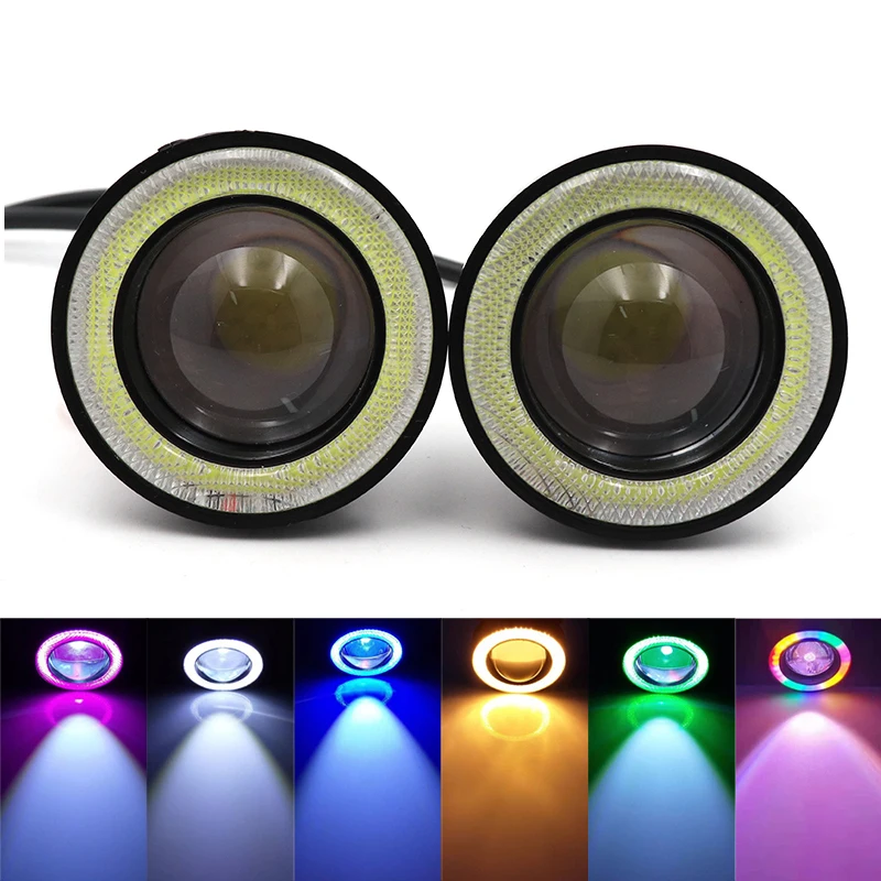 LED Fog Light LED Light 2pcs 3.0 Angel Eyes Fog Lamp 12V Universal 2.5 COB LED DRL Lamp 3.5 Driving Lights