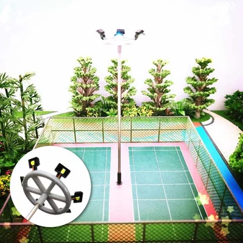 

Hot Sales 3V 1W NO.1 6 Pcs Bulbs Model Elevated Stadium Street Lights 1:100 Black Model Layout Lights Lamppost Landscape