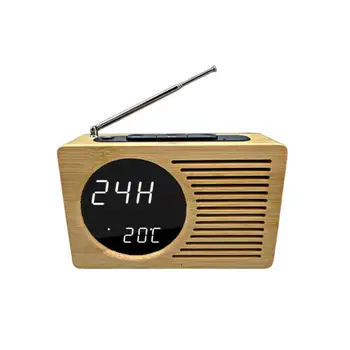 

Retro Radio Alarm Clock LED Digital Desk Table Digital Radio Alarm Clock With Calendar And Indoor Temperature Display