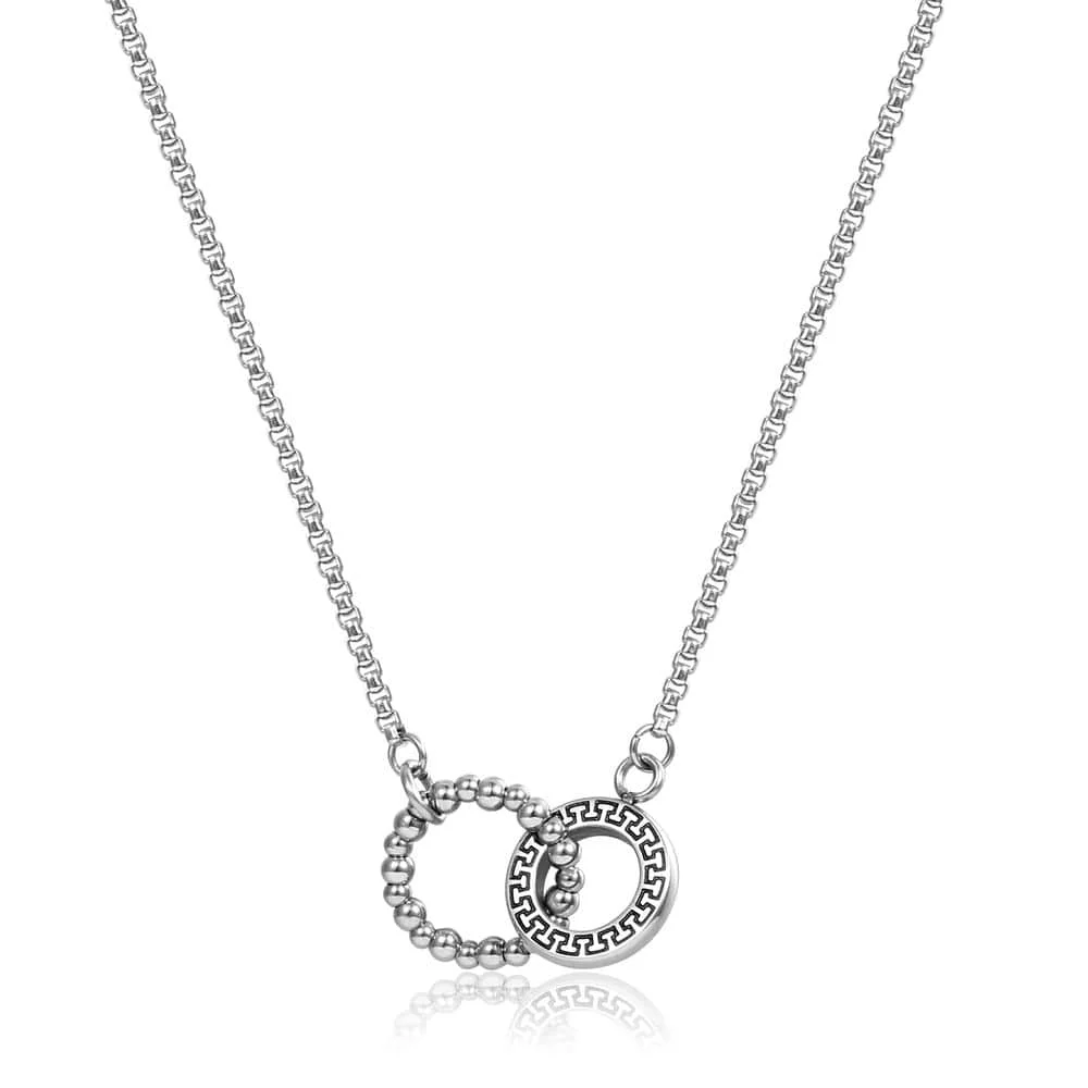 Уникальный дизайн, Простое Элегантное ожерелье из нержавеющей стали, цепочка, ожерелье, Переплетенные круги, чокер в подарок для женщин TNS005