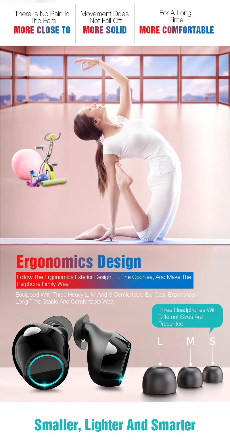 TOMKAS Bluetooth Earphone TWS Earbuds Wireless Bluetooth Earphones Stereo V4.2 Bluetooth Earphone With HD Mic and Charge Box