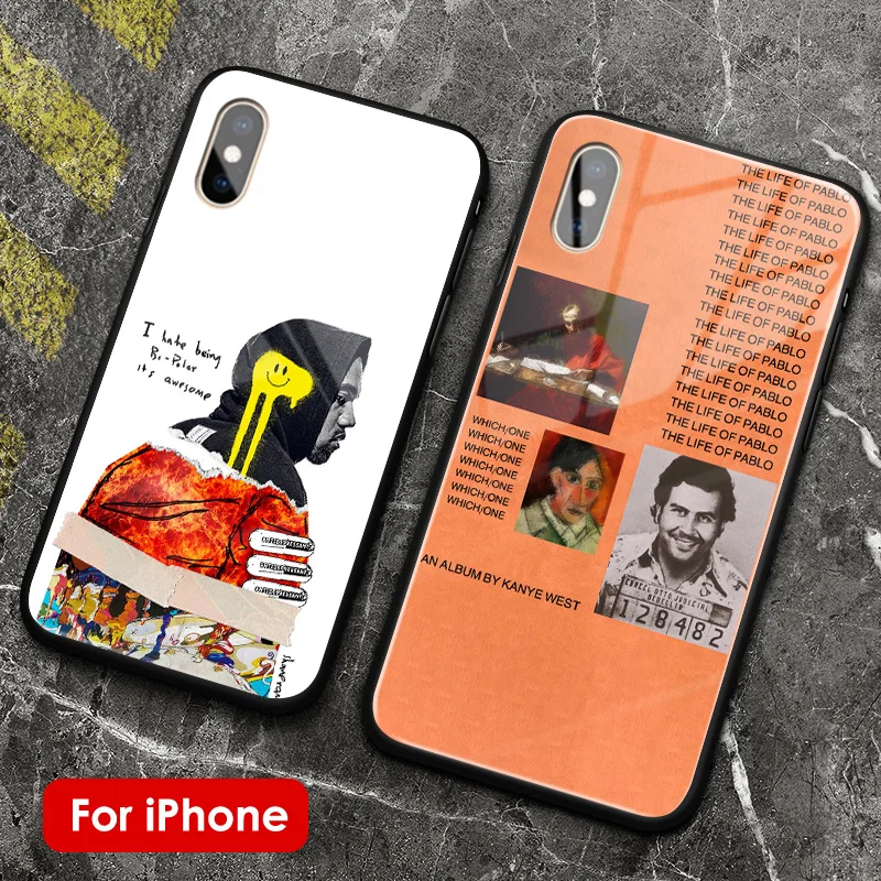 Kanye West rapper hiphop закаленное стекло Мягкий силиконовый чехол для телефона Apple iPhone 6 6s 7