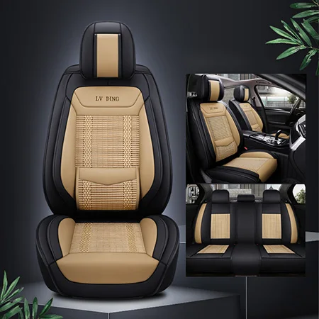 Новые универсальные кожаные и шелковые автомобильные чехлы для сидений Volkswagen PASSAT b5, b6, b7, b8 Tiguan Polo SANTANA Gran Lavida CROSS - Название цвета: Beige no polliw