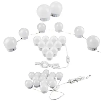 

LED Mirror Makeup Light Bulb USB Dimmable Table Dressing Cosmetic Wall Lamp