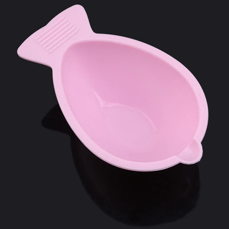 Pink Милая посуда в форме рыбы для кормления, детская посуда с мультяшным медведем, посуда для еды, посуда, анти-горячее, тренировочная тарелка, Детская миска - Цвет: Pink