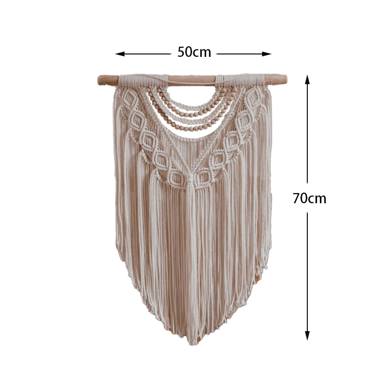 Elegante Macramé Wall Hanging Ornamento, Artesanato Boêmio