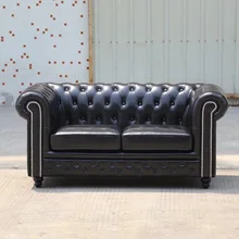 U-BEST Европейский классический винтажный 3 местный диван для гостиной кожаный роскошный диван Честерфилд