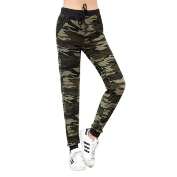 

Women Casual Drawstring Elastic Waist Sweat Pants Camouflage Jogger Pants Long Pant With Pockets Green M