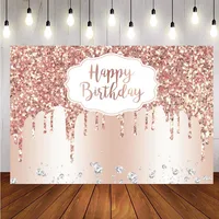 Pink Rose Gold Backdrop Glitter Diamond Girls Birthday Party Customize Photography Background For Photo Studio Banner