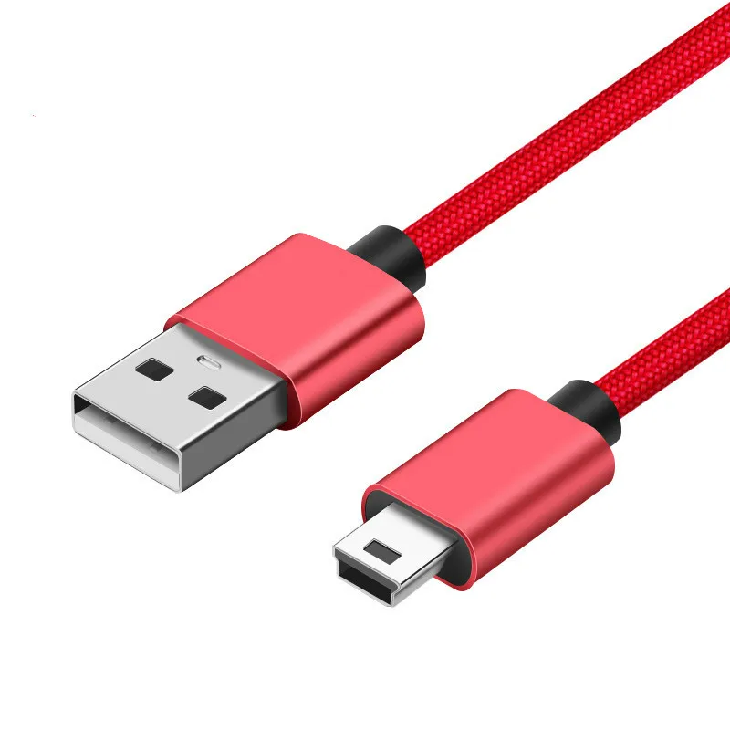 Нейлоновый Плетеный мини USB кабель для зарядки и передачи данных зарядный шнур