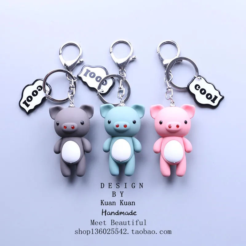 

2019 Cute Small Pig Key Chain Cartoon Animal Pvc Pig Keychain Girl Key Chain Women Or Men Bag Charm Pendant keyring