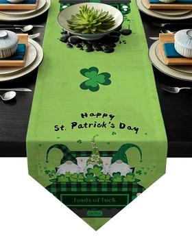 

Clover Dwarf Green Background Table Runner Table Flag Home Party Decorative Tablecloth Table Runners