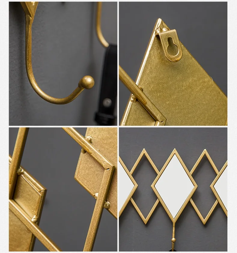 Creative key hook bathroom bedroom wall household door hanging clothes wall hanging wall Golden Baking Paint Remove Paint by Han