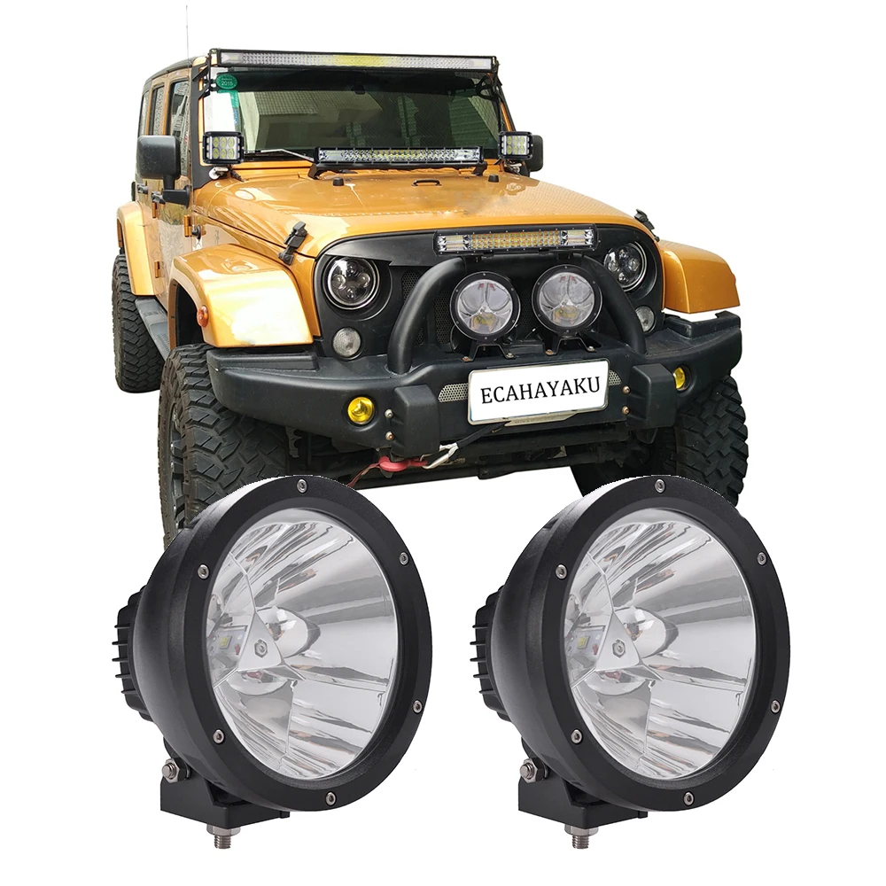 ECAHAYAKU 2x7 дюймов 45 Вт круглая точечная Светодиодная рабочая лампа 12 В 4x4 для