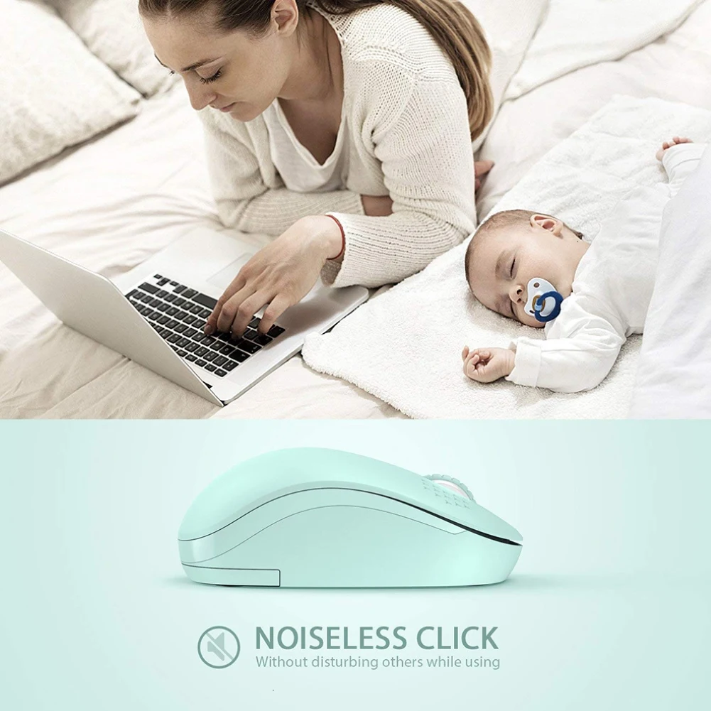 i210 Mute 2.4G Wireless Mouse 2 keys 1600 DPI Portable Ergonomic Women MINI Mouse for Desktop Computer Laptops