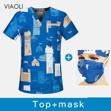 Спецодежда для салонов красоты медицинская хирургическая Униформа дышащая рабочая одежда для врача медсестры стоматологическая клиника аптекарь уход скрабы Топы