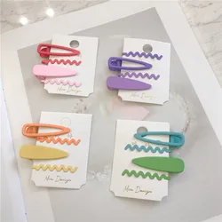 4Pcs/Set Color Frosted Hairpin Cute Wave Folder Simple Everyday Hair Accessories  Spring And Autumn New