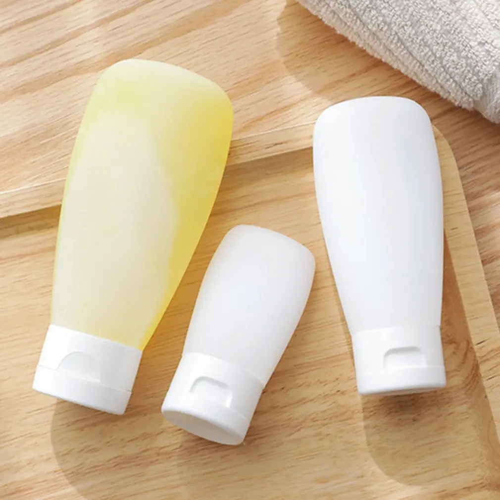 

Portable Flexible Easy to squeeze Silicone Travel Bottle Facial Cleanser Shampoo Bath Bottles Container Leak-proof