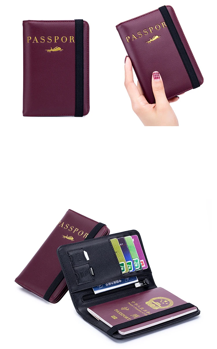 Unisex Genuine Leather Card Case Multifunctional Passport Cover Rfid