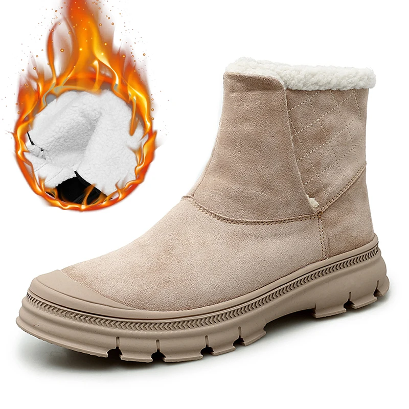 

Men Boots Men Winter snow boots Plus Size 45 Warm Ankle boots Hombre Suede Leather Winter Boots Shoes Men Plush