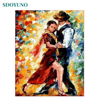

SDOYUNO 60X75cm painting by numbers DIY Home Decoration Duet dance Frameless pictures by numbers on Canvas Digital Painting