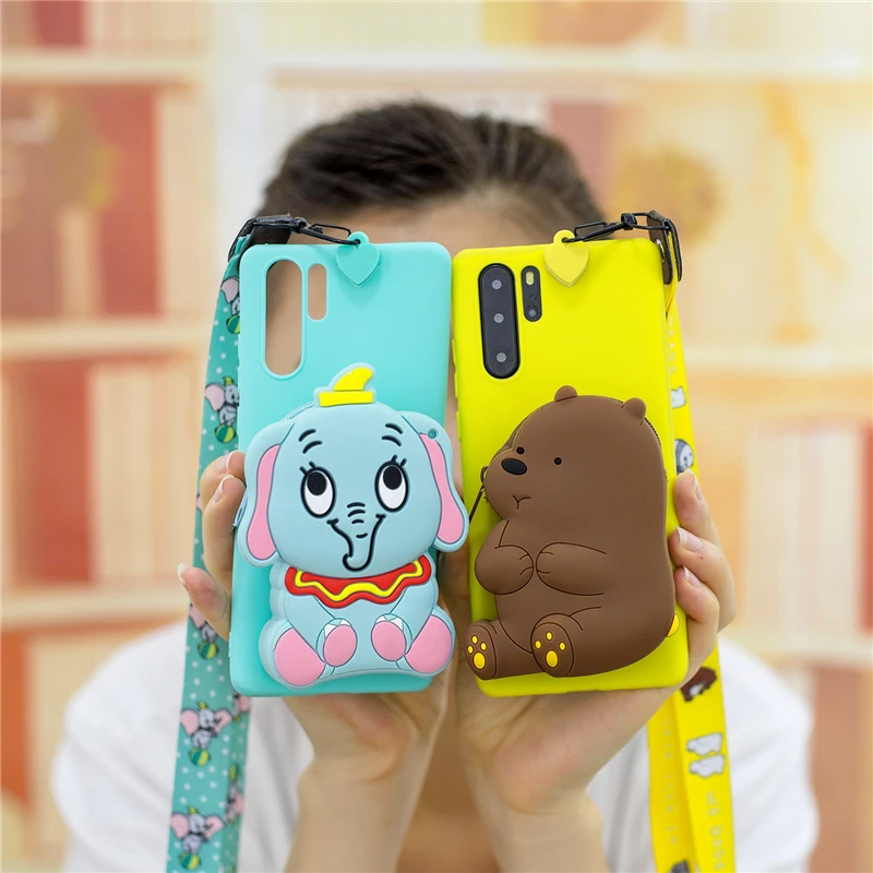 

Wallet Purse Case for Huawei P30 P20 P10 Lite P10 P9 P8 P Smart Plus Z Mate 10 20 30 Pro 3D Cartoon Bear Soft Cover Coque Funda