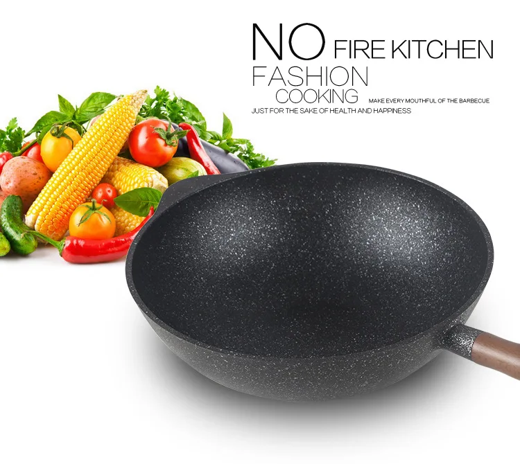 Maifan stone wok deepened антипригарный поддон для сковороды утолщенный без дыма кастрюля для индукционной плиты универсальная Южная Корея 2