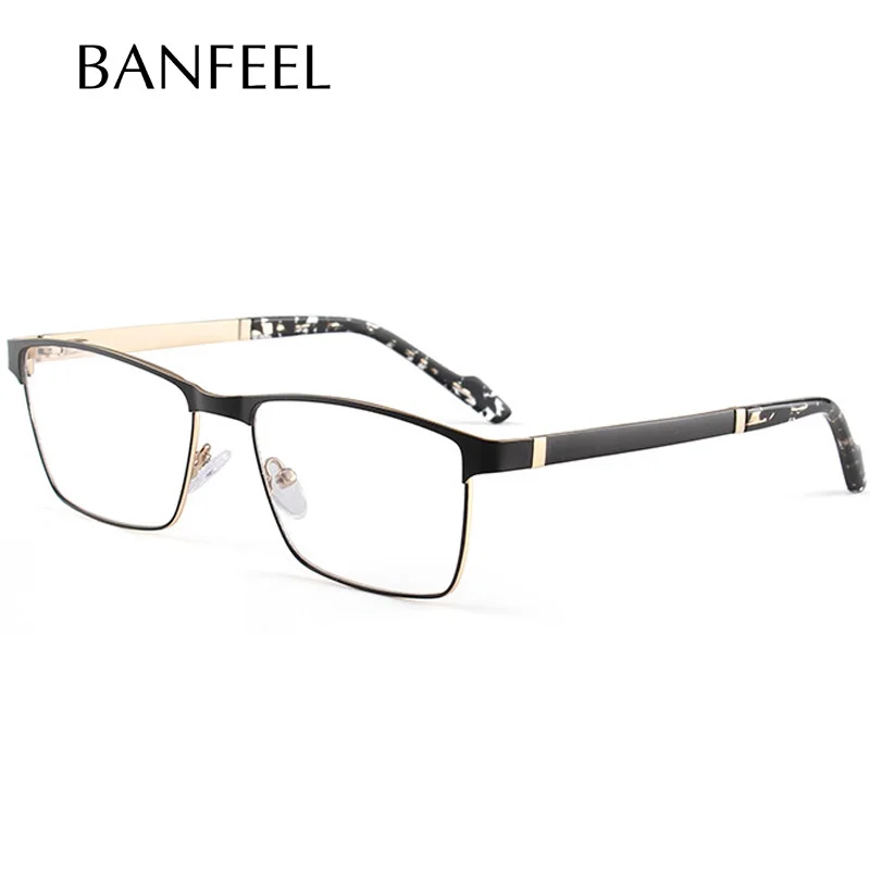 Alloy Glasses Frame Men Anti-Ray Customized Square Myopia Prescription Eyeglasses Frames Metal Spring leg Optical Eyewear | Аксессуары