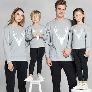 

Family matching sweatshirt mother father daughter son printed deer Christmas dad mom and me children clothes set
