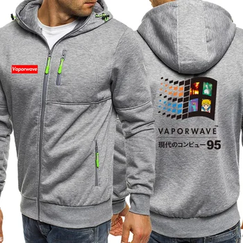 

2019 New Style Mens Zip Jacket Vaporwave Print Male Brand Clothes Street Biker Male Sports Hoodies Warm Novelty Outwear Vintage