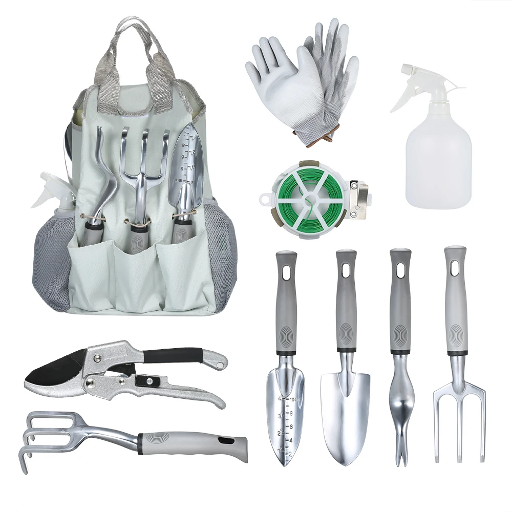 

10pcs/set Gardening Tools Aluminum Garden Tool Set 9 Pieces Garden Tools Set Heavy Duty Gardening Hand Tools with Ergonomic