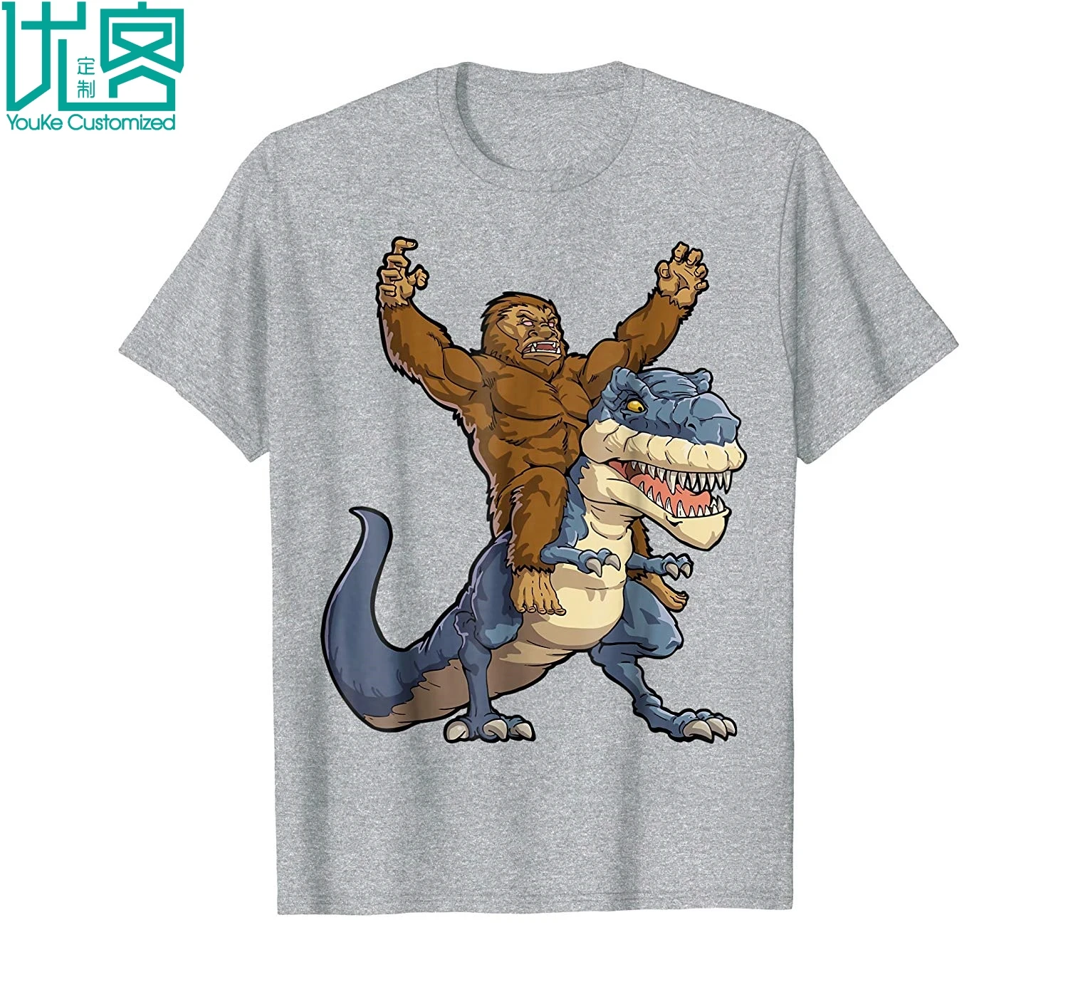 Футболка Bigfoot Sasquatch Riding Dinosaur T Rex забавные подарки потрясающие Уникальные