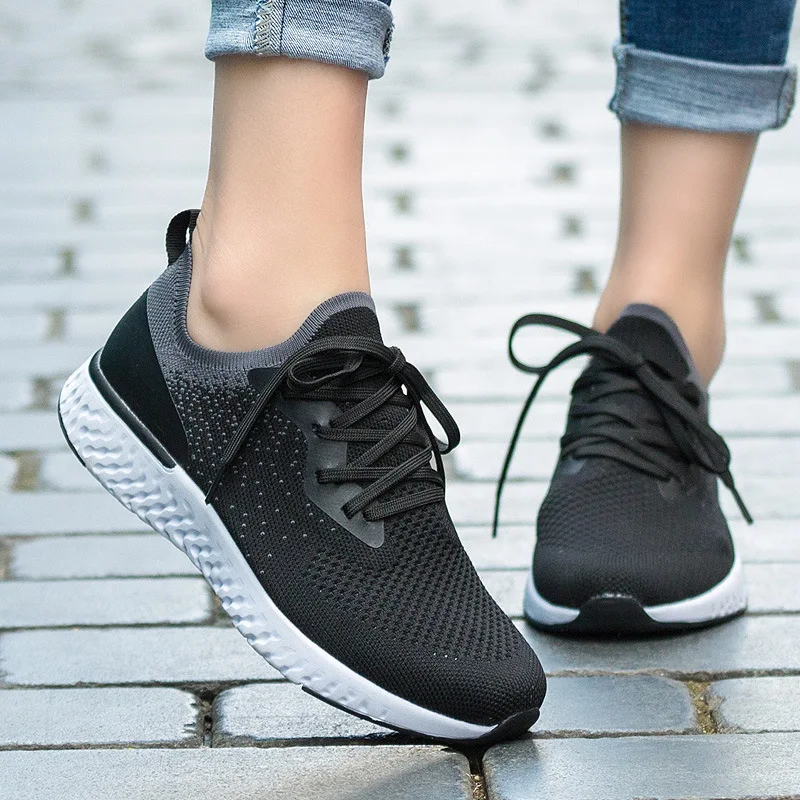 

2019 New Style Large Size WOMEN'S Shoes Lightweight Sports Flying Woven Shoes Women's Fitness Running Shoes Casual Slip-on WOMEN