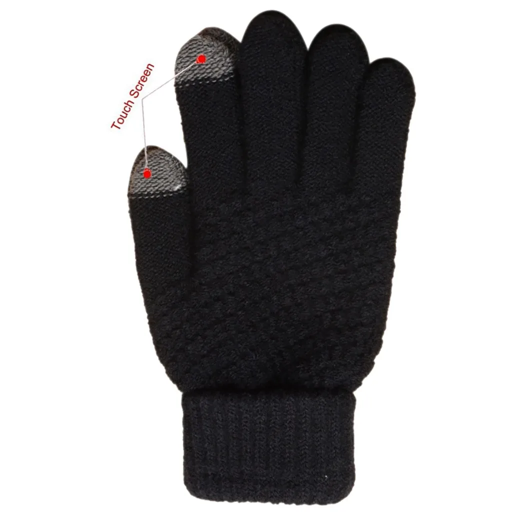 Однотонные зимние перчатки Wo мужские s мужские зимние геометрические вязаные перчатки для пальцев теплые флисовые перчатки повседневные перчатки для путешествий