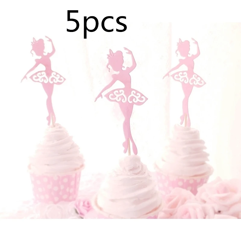 Description Picture 2 of item5 Pcs Cute elf girl Ballerina Skirt Tutus Dress Cake Topper Party Cupcake Flags/Birthday cake with flag wedding Baking Decorate
