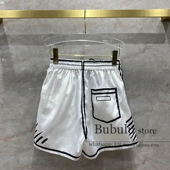 

luxury designer high end Shorts Women's Hand-Painted Black White Lines California Sky Series 2020 New Cartoon Beach Casual short