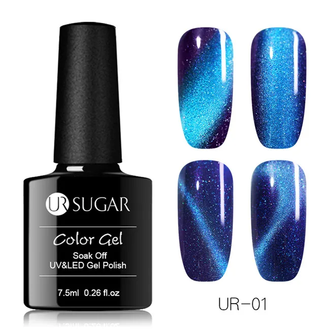 Ur Sugar 9D глаз хамелеона кота Гель-лак для ногтей УФ Магнитный Гель-лак золотой цвет замачиваемый УФ светодиодный Гель-лак для ногтей маникюрный лак - Цвет: Glitter 1
