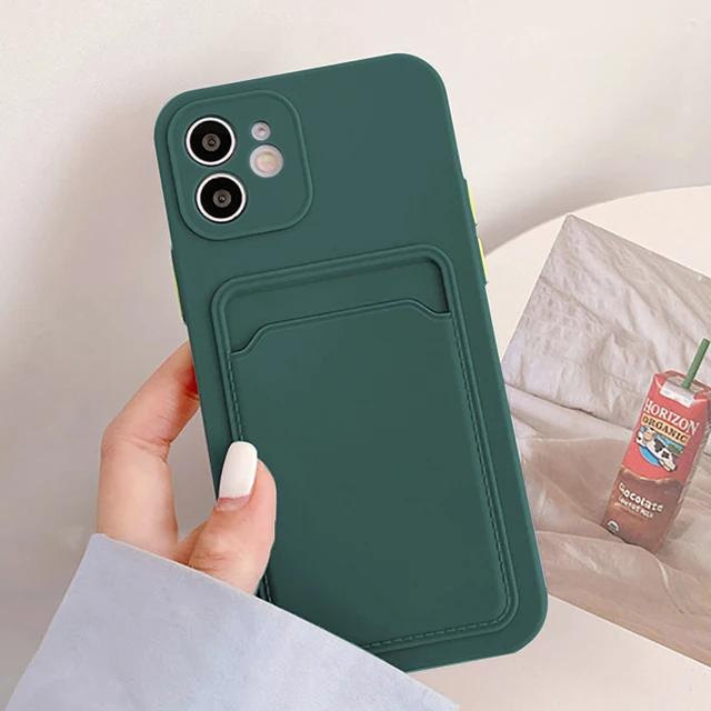 Phone Case For Iphone 11 Cases Card Slot Silicon Funda Iphone 12 13 Pro Max XR 7 8 Plus SE 2022 2020 X XS Max Mini Covers Coque Green