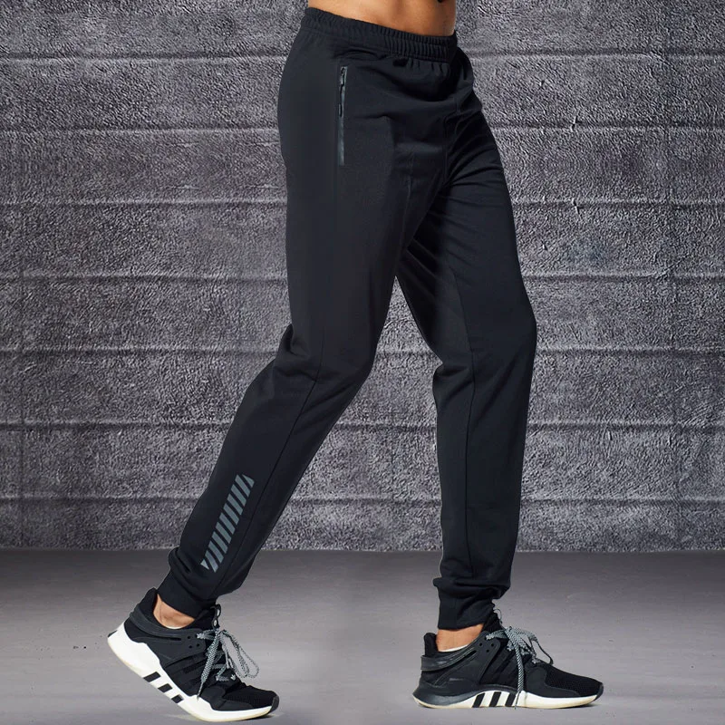 Мужские спортивные штаны с карманами на молнии, брюки для быстрого бега, фитнеса, баскетбола, Осень-зима, новые свободные плюшевые Светоотражающие леггинсы в полоску