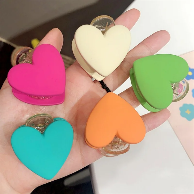 

1 Pcs Candy Color Frosted Love Clip Sweet Personality Bangs Clip Cute Girl Simple Hairpin Accessories Headdress