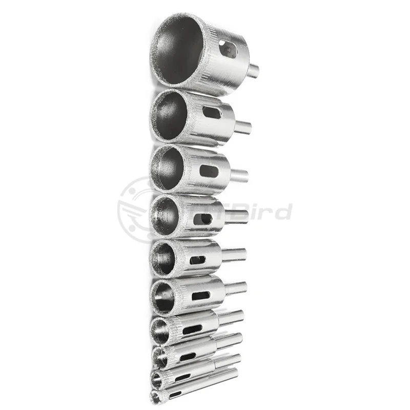 10Pcs Diamond Coated Core Hole Saw Drill Bit Set For Tile Glass 3-50mm For Tile Ceramic Glass Dremel Accessories Bead Marble